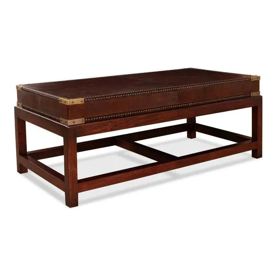 Winchester Rectangle Leather Coffee Table - LOOMLAN - Sarreid - Coffee Tables