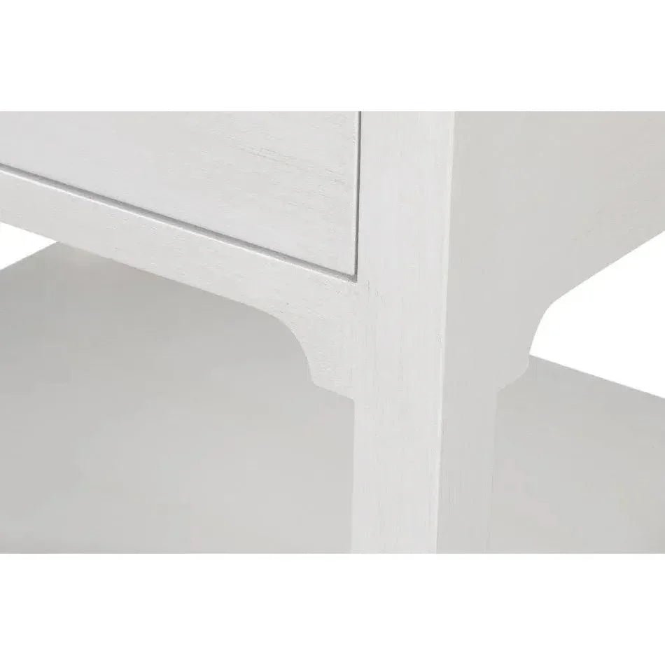 Windy Wood White Rectangular Side Table Single Drawer - LOOMLAN - Sarreid - Side Tables