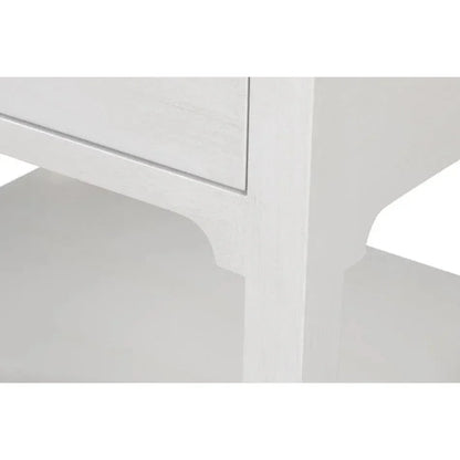 Windy Wood White Rectangular Side Table Single Drawer - LOOMLAN - Sarreid - Side Tables
