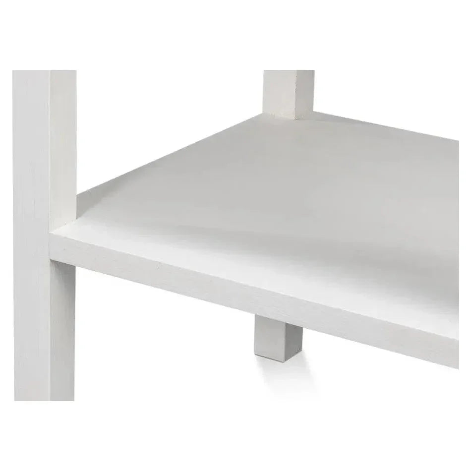 Windy Wood White Rectangular Side Table Single Drawer - LOOMLAN - Sarreid - Side Tables