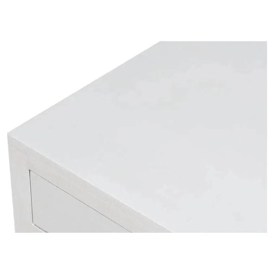 Windy Wood White Rectangular Side Table Single Drawer - LOOMLAN - Sarreid - Side Tables