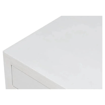 Windy Wood White Rectangular Side Table Single Drawer - LOOMLAN - Sarreid - Side Tables