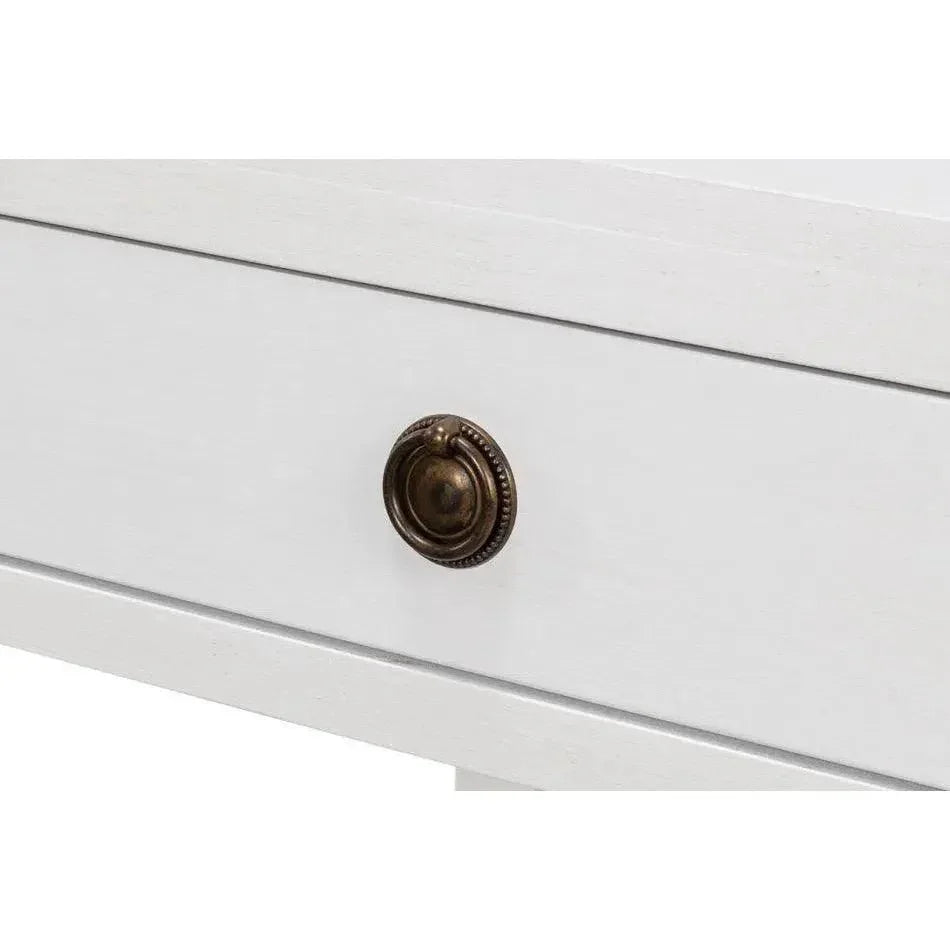 Windy Wood White Rectangular Side Table Single Drawer - LOOMLAN - Sarreid - Side Tables