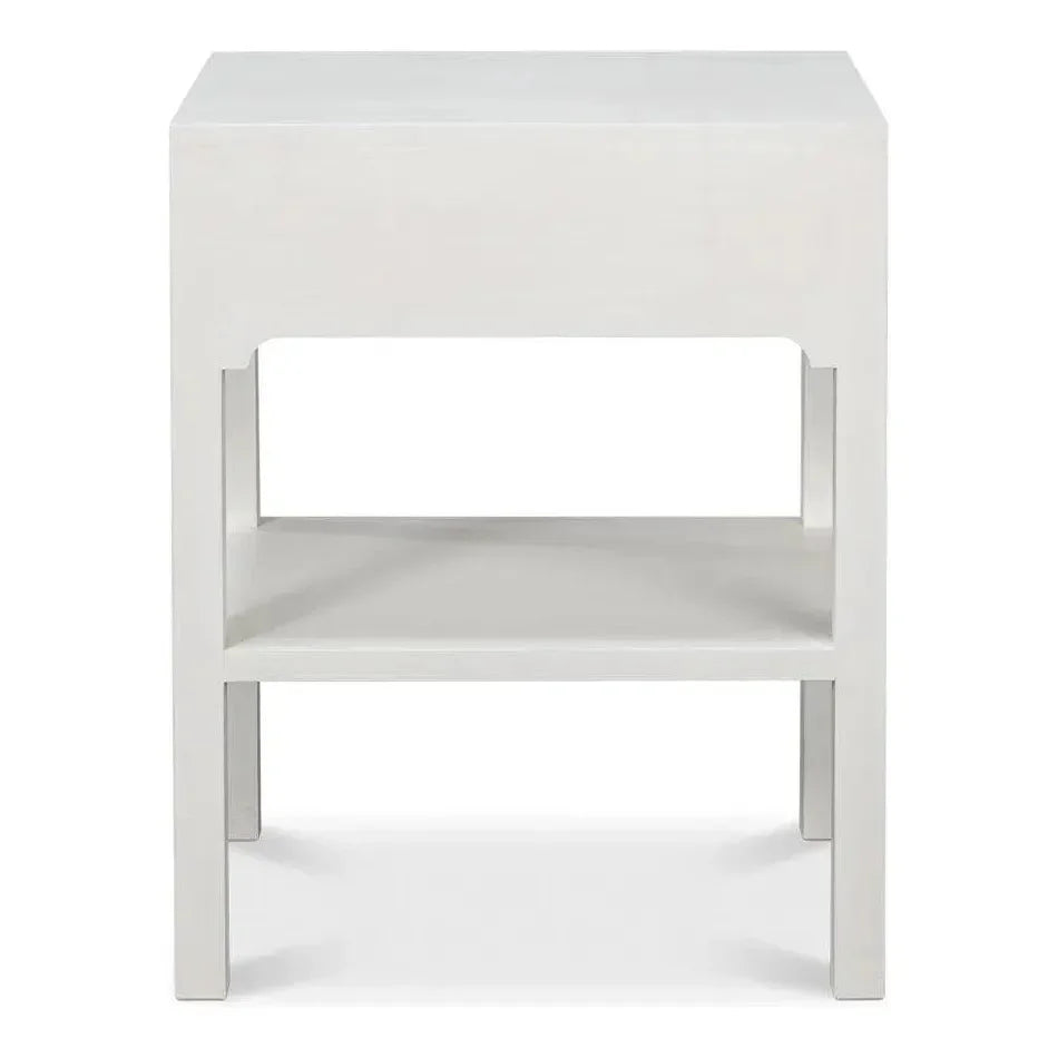 Windy Wood White Rectangular Side Table Single Drawer - LOOMLAN - Sarreid - Side Tables
