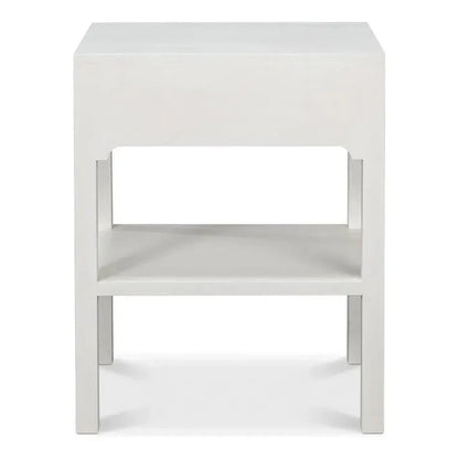 Windy Wood White Rectangular Side Table Single Drawer - LOOMLAN - Sarreid - Side Tables