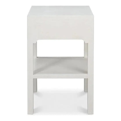 Windy Wood White Rectangular Side Table Single Drawer - LOOMLAN - Sarreid - Side Tables