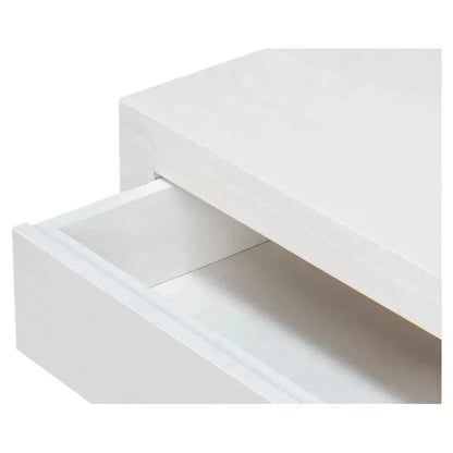 Windy Wood White Rectangular Side Table Single Drawer - LOOMLAN - Sarreid - Side Tables