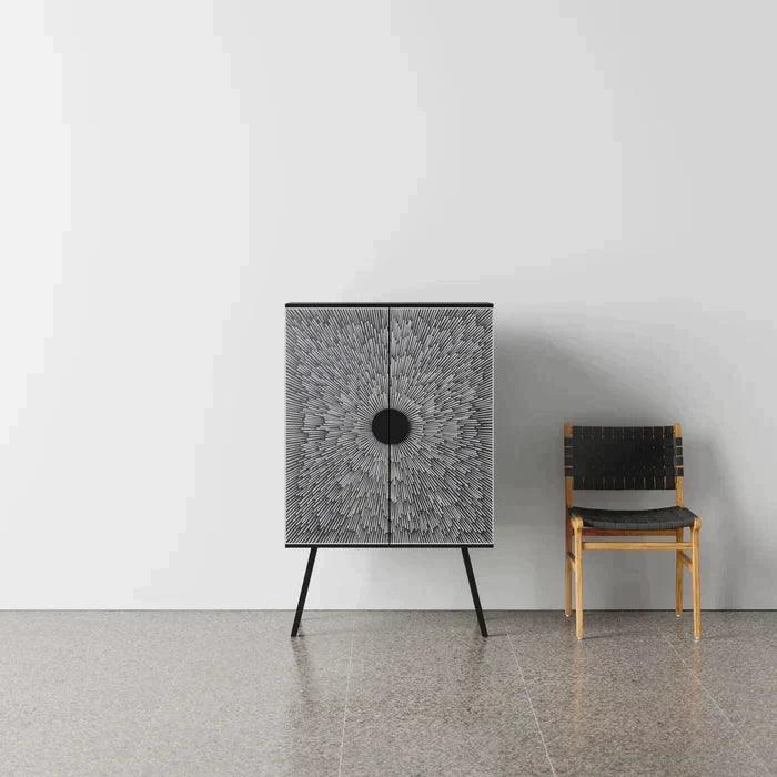 Wine Cabinet Black and White Retro Bar-Home Bar Cabinets-Moe's Home-LOOMLAN