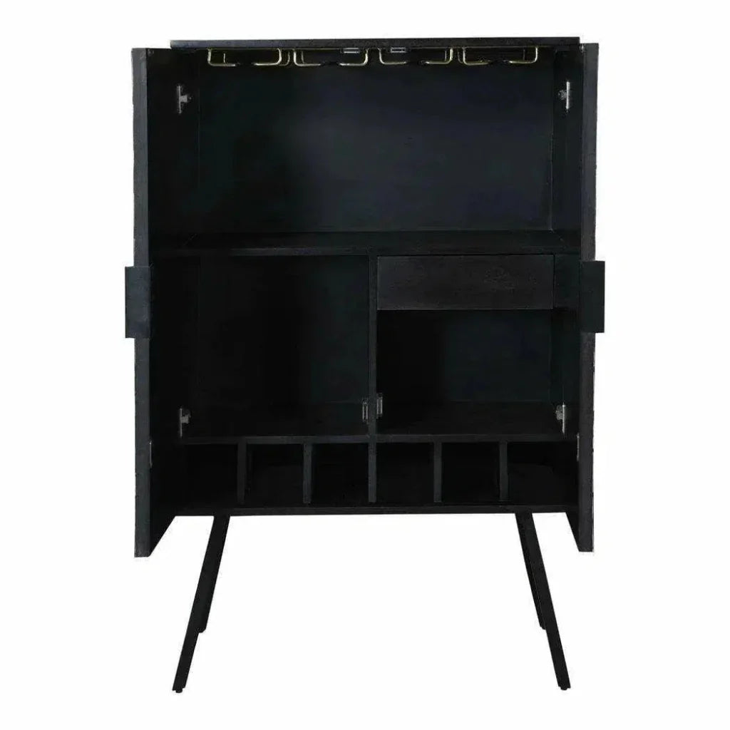 Wine Cabinet Black and White Retro Bar-Home Bar Cabinets-Moe's Home-LOOMLAN