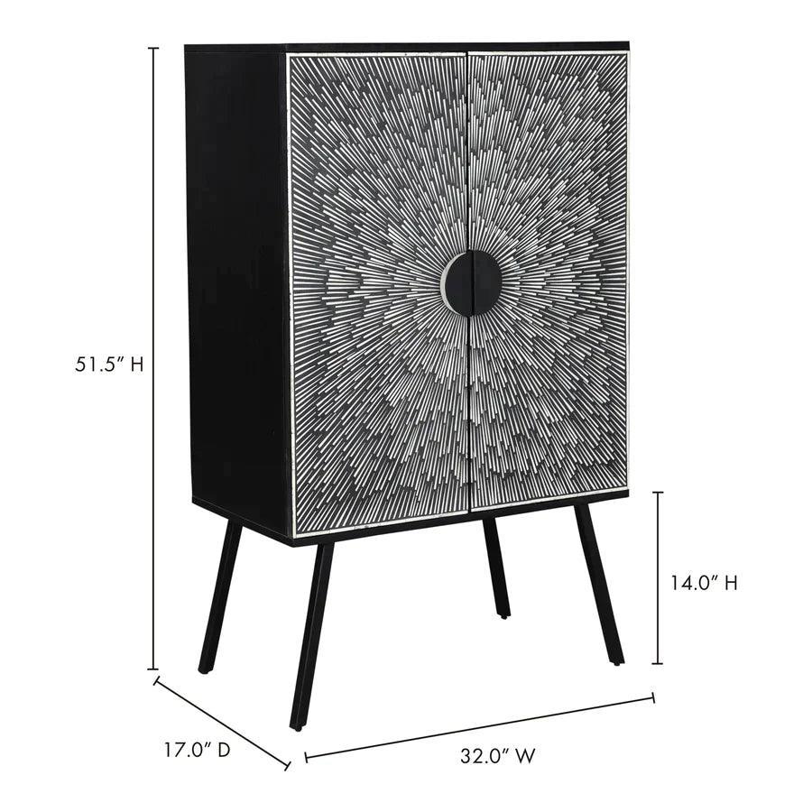 Wine Cabinet Black and White Retro Bar-Home Bar Cabinets-Moe's Home-LOOMLAN