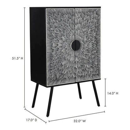 Wine Cabinet Black and White Retro Bar-Home Bar Cabinets-Moe's Home-LOOMLAN