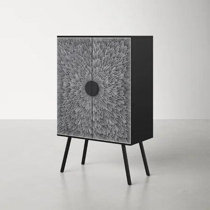 Wine Cabinet Black and White Retro Bar-Home Bar Cabinets-Moe's Home-LOOMLAN