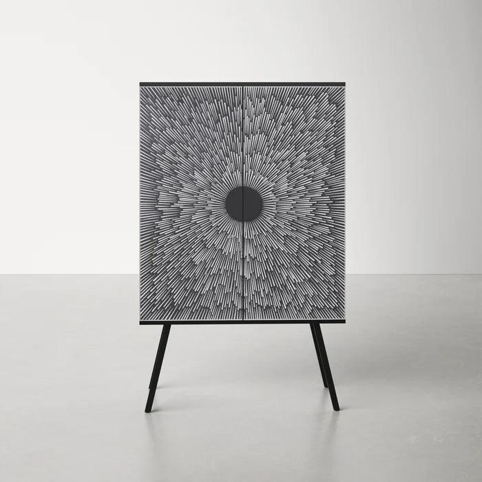 Wine Cabinet Black and White Retro Bar-Home Bar Cabinets-Moe's Home-LOOMLAN