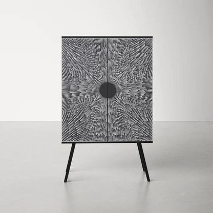 Wine Cabinet Black and White Retro Bar-Home Bar Cabinets-Moe's Home-LOOMLAN