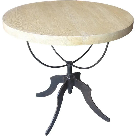 Wine Wood Round Side Table Adjustable Base - LOOMLAN - Noir - Side Tables