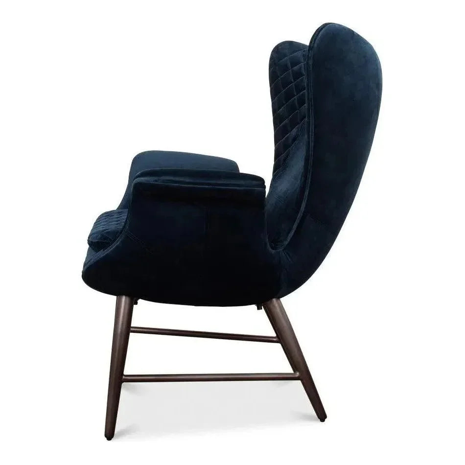 Wings Accent Chair Blue Velvet - Egg Chair - LOOMLAN - Sarreid - Accent Chairs