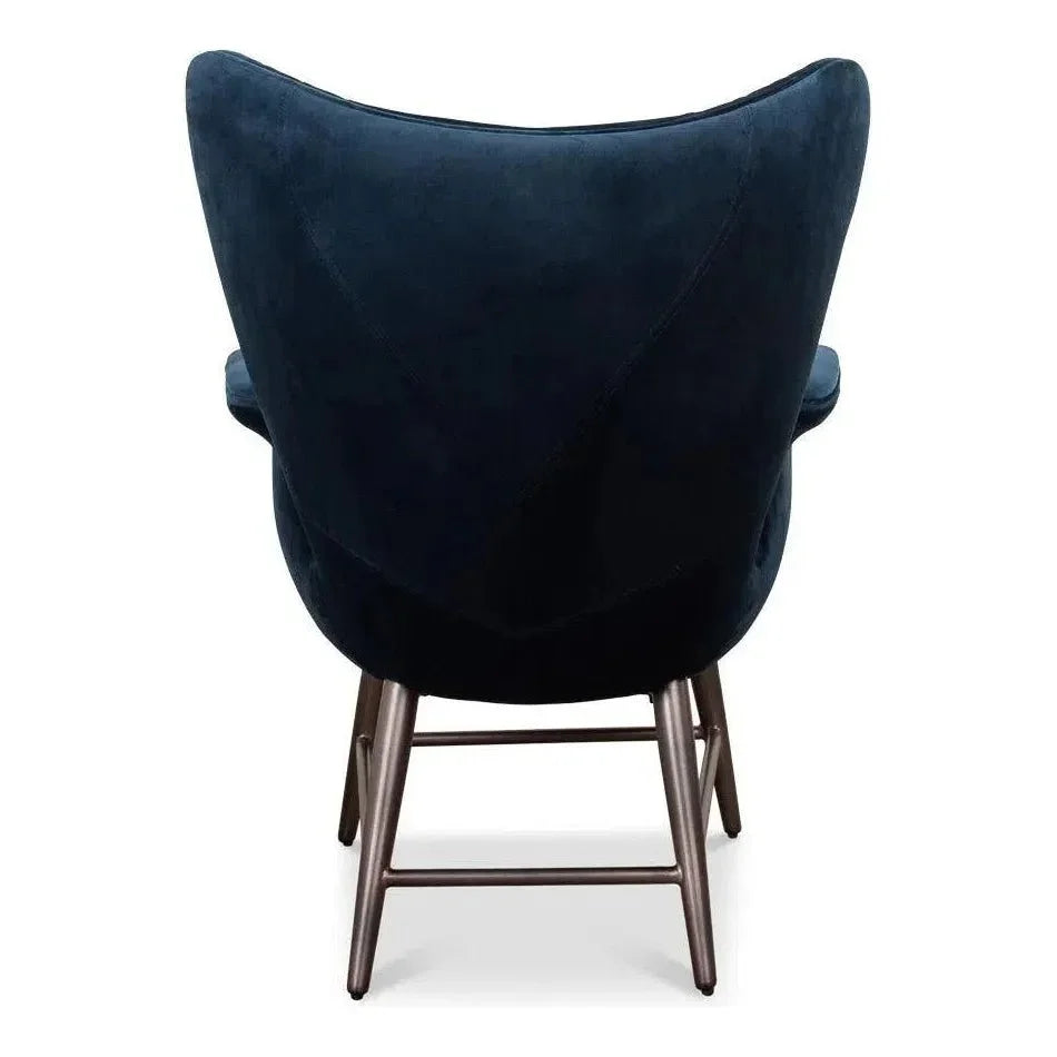 Wings Accent Chair Blue Velvet - Egg Chair - LOOMLAN - Sarreid - Accent Chairs