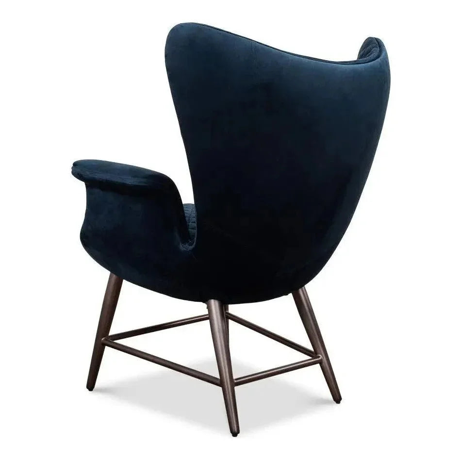 Wings Accent Chair Blue Velvet - Egg Chair - LOOMLAN - Sarreid - Accent Chairs
