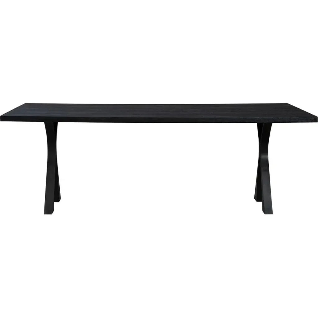 Wishbone Wooden Black Rectangular Dining Table-Dining Tables-Furniture Classics-LOOMLAN