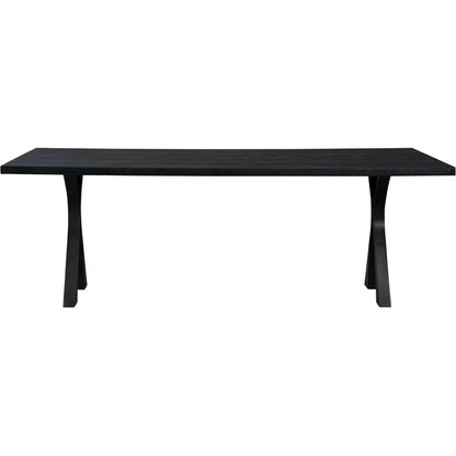 Wishbone Wooden Black Rectangular Dining Table-Dining Tables-Furniture Classics-LOOMLAN
