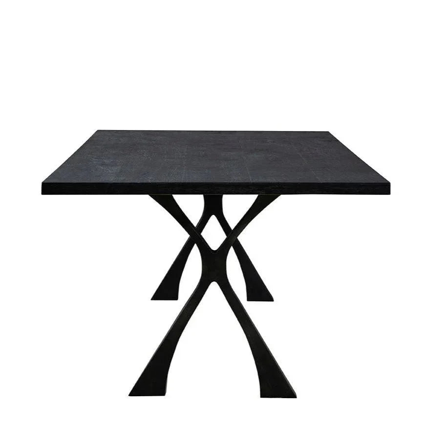 Wishbone Wooden Black Rectangular Dining Table-Dining Tables-Furniture Classics-LOOMLAN