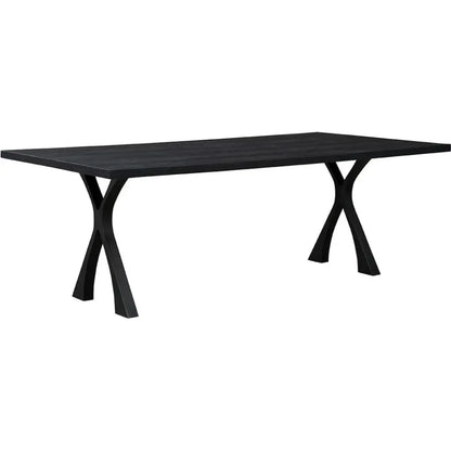 Wishbone Wooden Black Rectangular Dining Table-Dining Tables-Furniture Classics-LOOMLAN