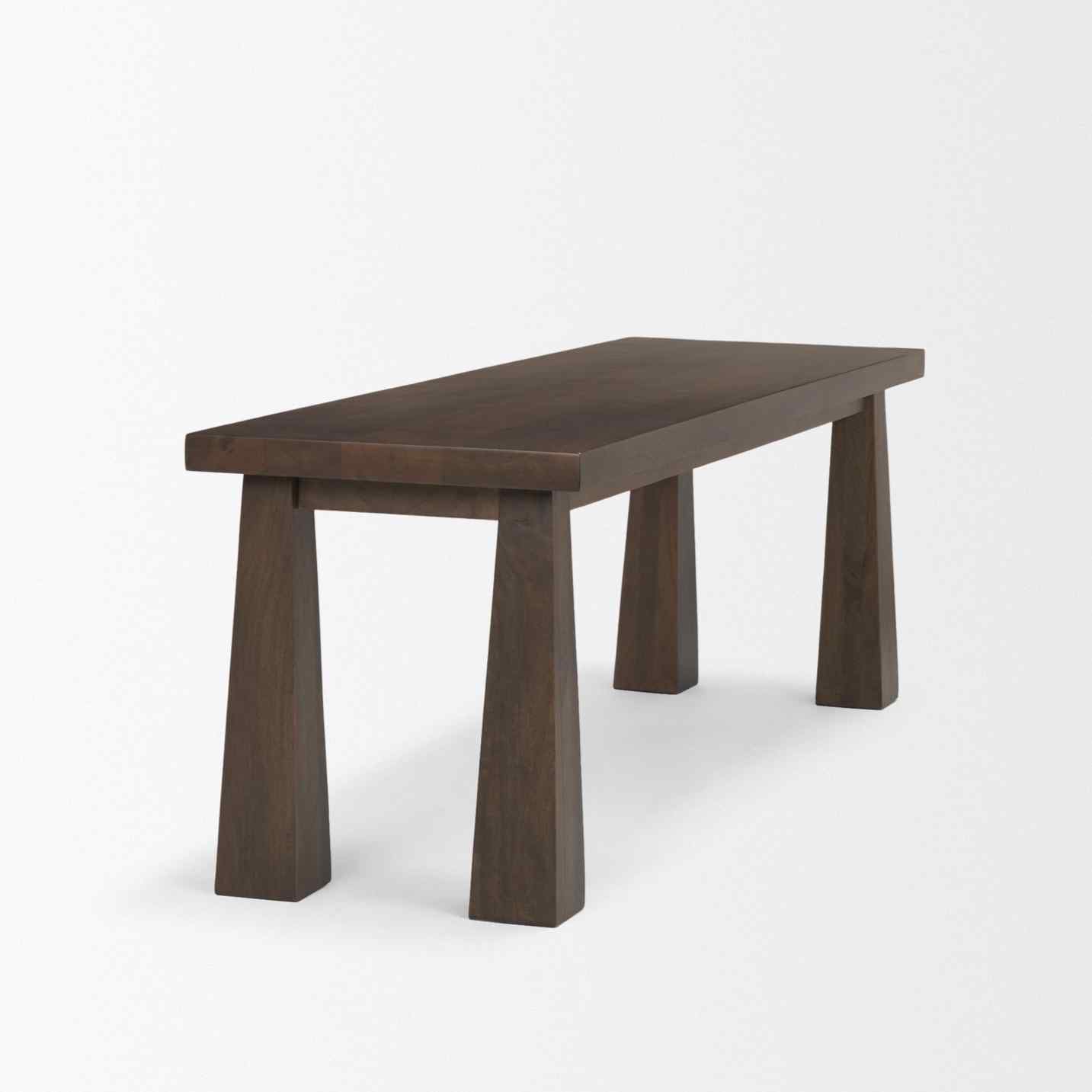 Wolcott Dark Brown Wooden Dining Bench