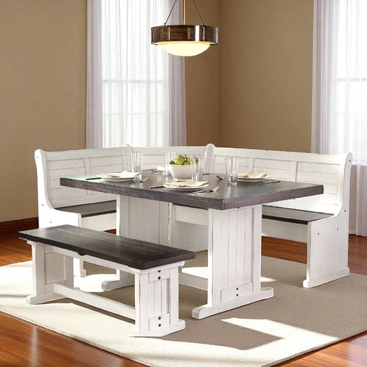 Wood Corner Breakfast Nook Dining Set-Dining Table Sets-Sunny D-LOOMLAN