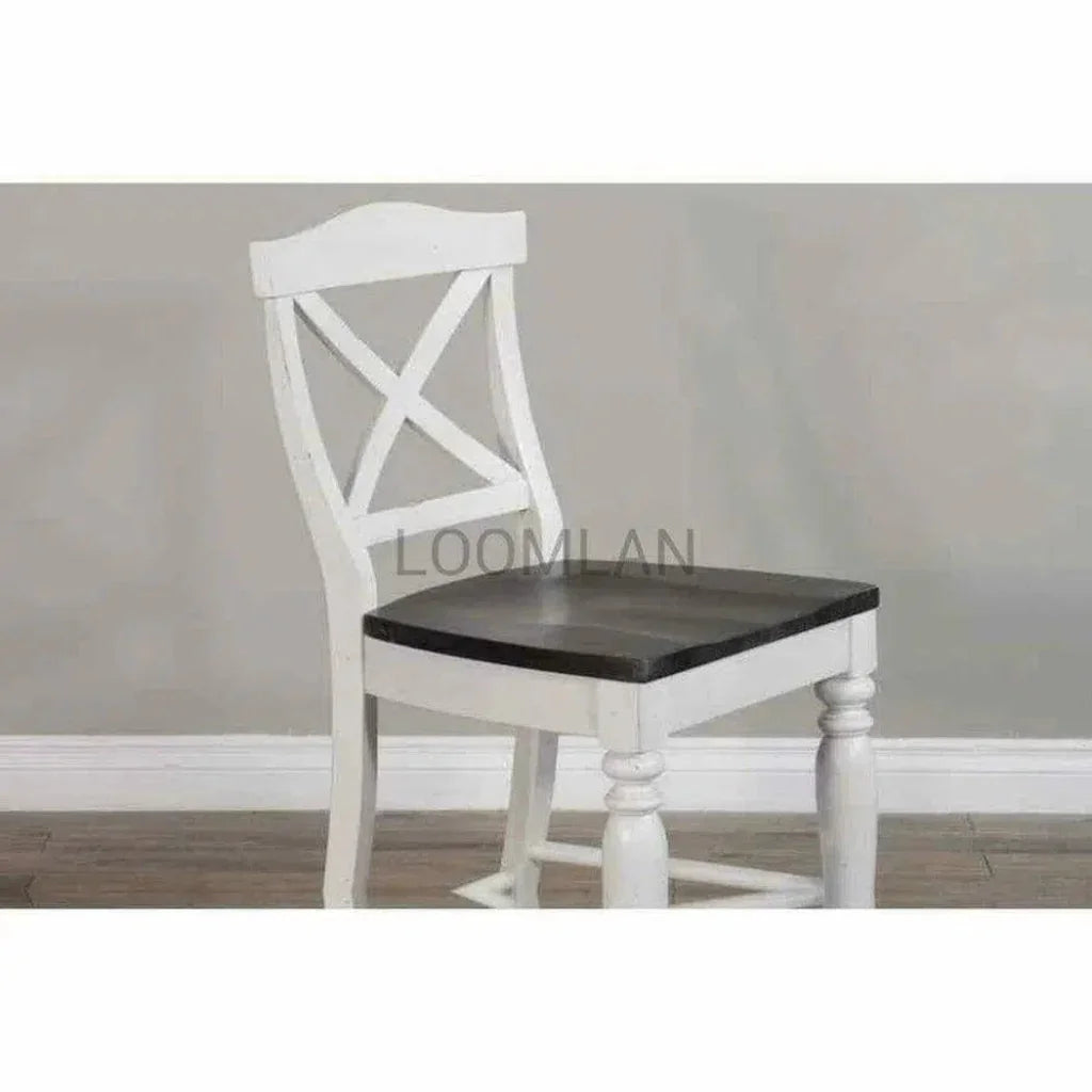 Wood Crossback Counter Barstool Wood Seat - LOOMLAN - Sunny D - Counter Stools