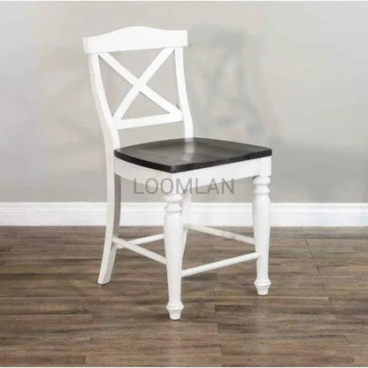 Wood Crossback Counter Barstool Wood Seat - LOOMLAN - Sunny D - Counter Stools