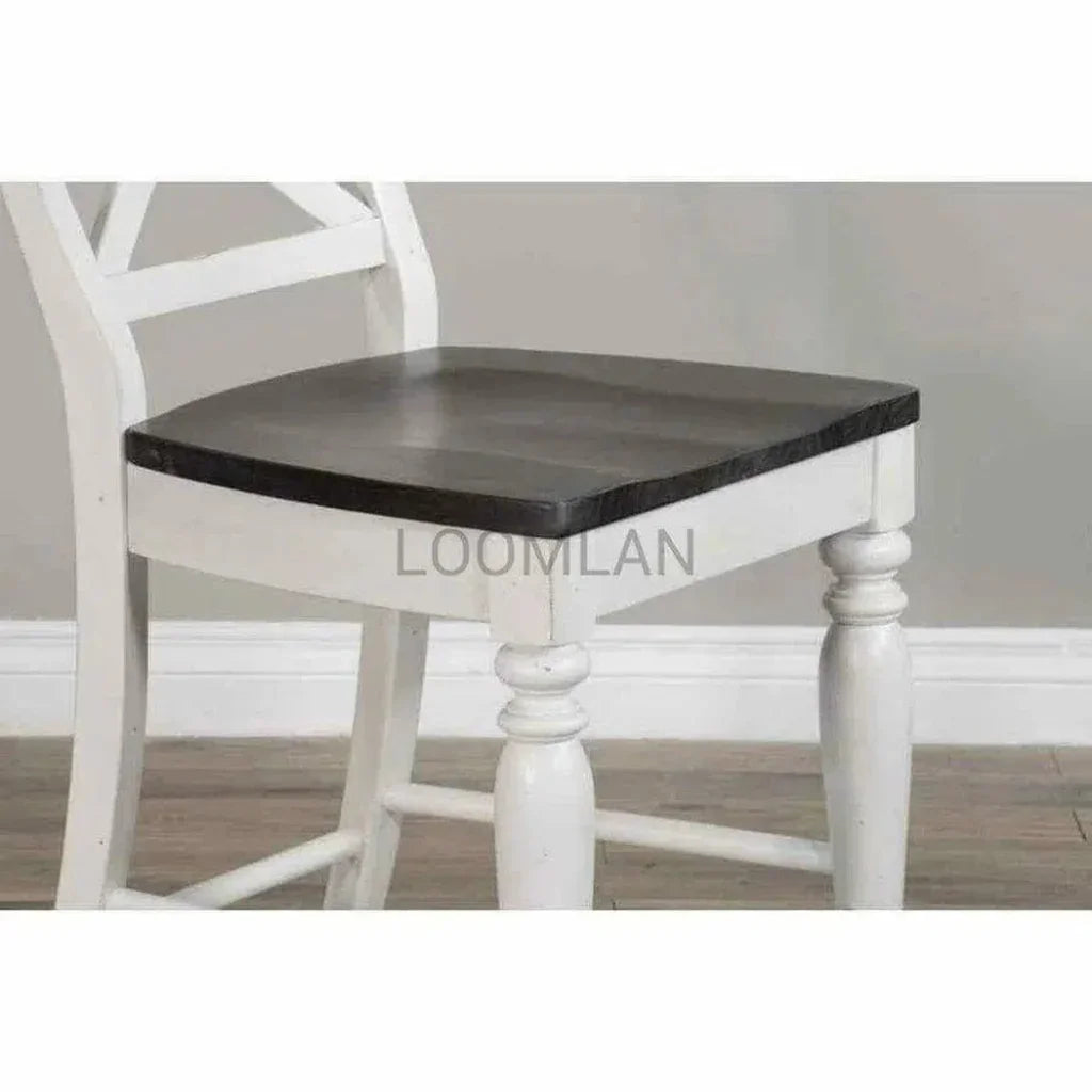 Wood Crossback Counter Barstool Wood Seat - LOOMLAN - Sunny D - Counter Stools