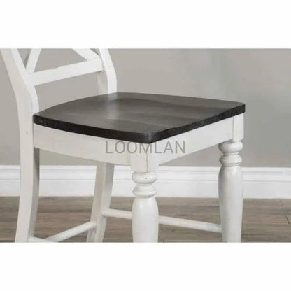 Wood Crossback Counter Barstool Wood Seat - LOOMLAN - Sunny D - Counter Stools