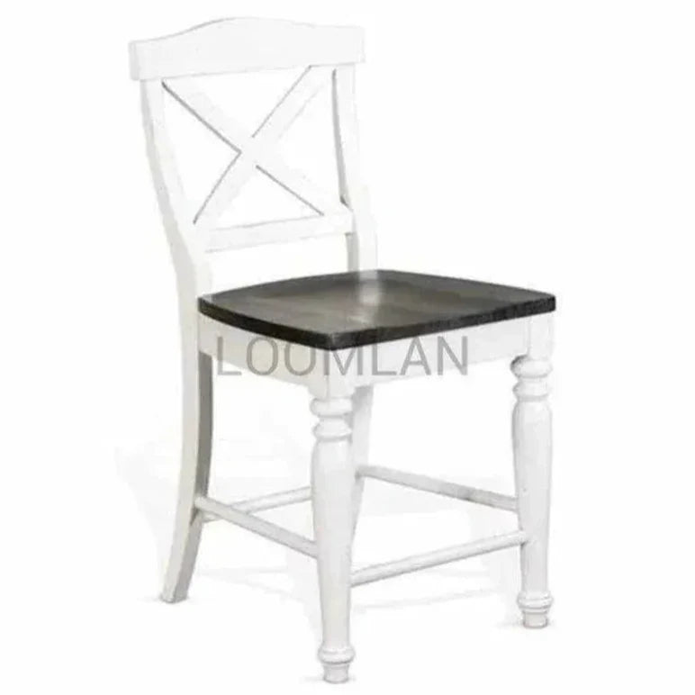 Wood Crossback Counter Barstool Wood Seat - LOOMLAN - Sunny D - Counter Stools