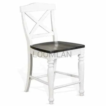 Wood Crossback Counter Barstool Wood Seat - LOOMLAN - Sunny D - Counter Stools