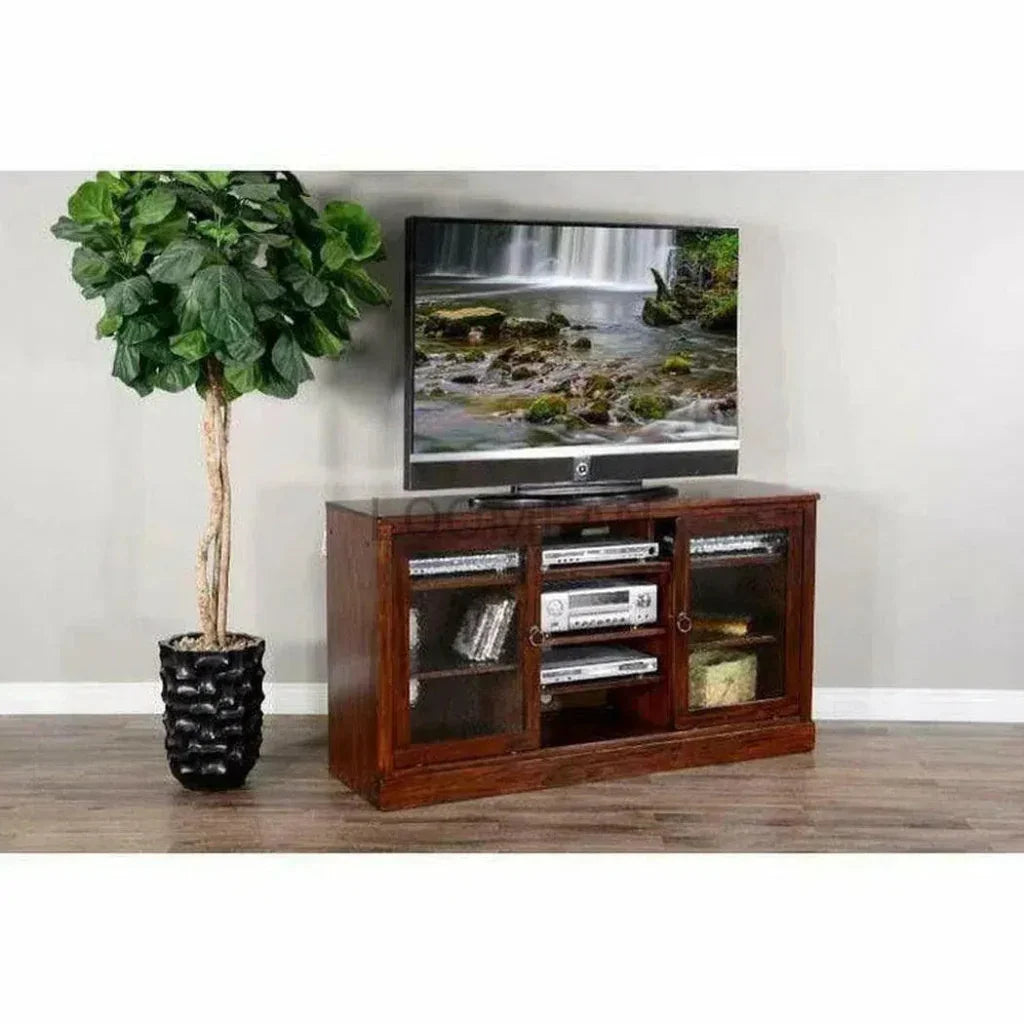 Wood TV Stand Cabinet Glass Sliding Doors - LOOMLAN - Sunny D - TV Stands & Media Centers