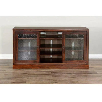 Wood TV Stand Cabinet Glass Sliding Doors - LOOMLAN - Sunny D - TV Stands & Media Centers