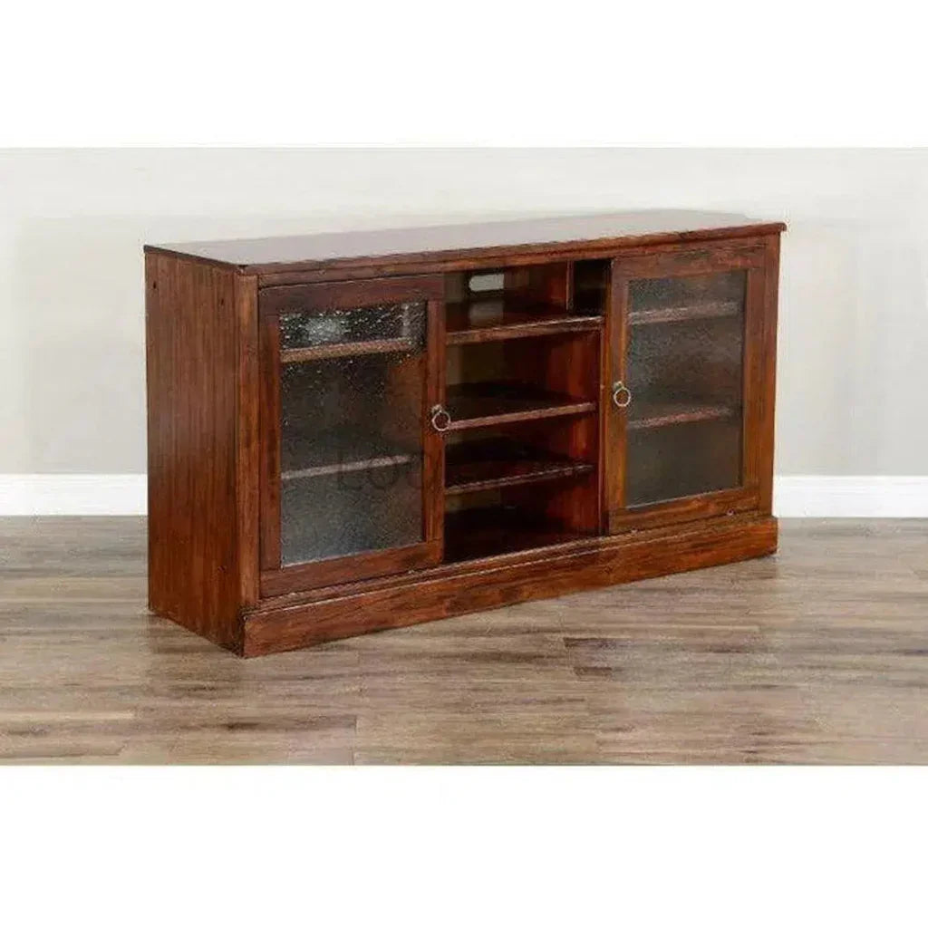 Wood TV Stand Cabinet Glass Sliding Doors - LOOMLAN - Sunny D - TV Stands & Media Centers