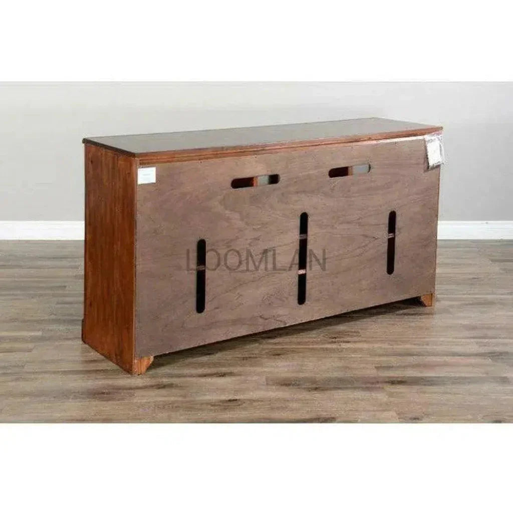 Wood TV Stand Cabinet Glass Sliding Doors - LOOMLAN - Sunny D - TV Stands & Media Centers