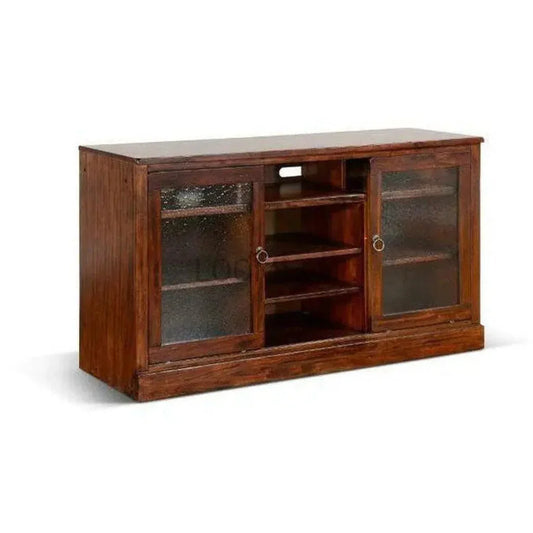 Wood TV Stand Cabinet Glass Sliding Doors - LOOMLAN - Sunny D - TV Stands & Media Centers