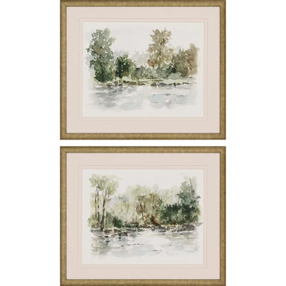 Wooded Stream Wood Framed Wall Art 2PC