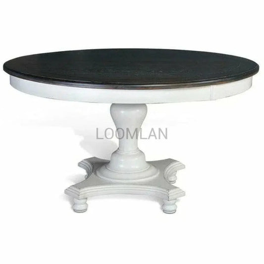 Wooden Round Dining Table Pedestal-Dining Tables-Sunny D-LOOMLAN