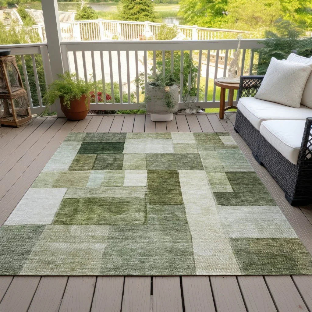 Wovari Green Washable Indoor - Outdoor Rug - LOOMLAN - LOOMLAN Rugs - Outdoor Rugs