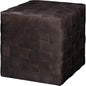 Woven Leather Ottoman Dark Grey - LOOMLAN - Jamie Young - Ottomans