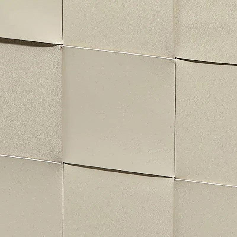 Woven Leather Ottoman White - LOOMLAN - Jamie Young - Ottomans