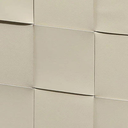 Woven Leather Ottoman White - LOOMLAN - Jamie Young - Ottomans