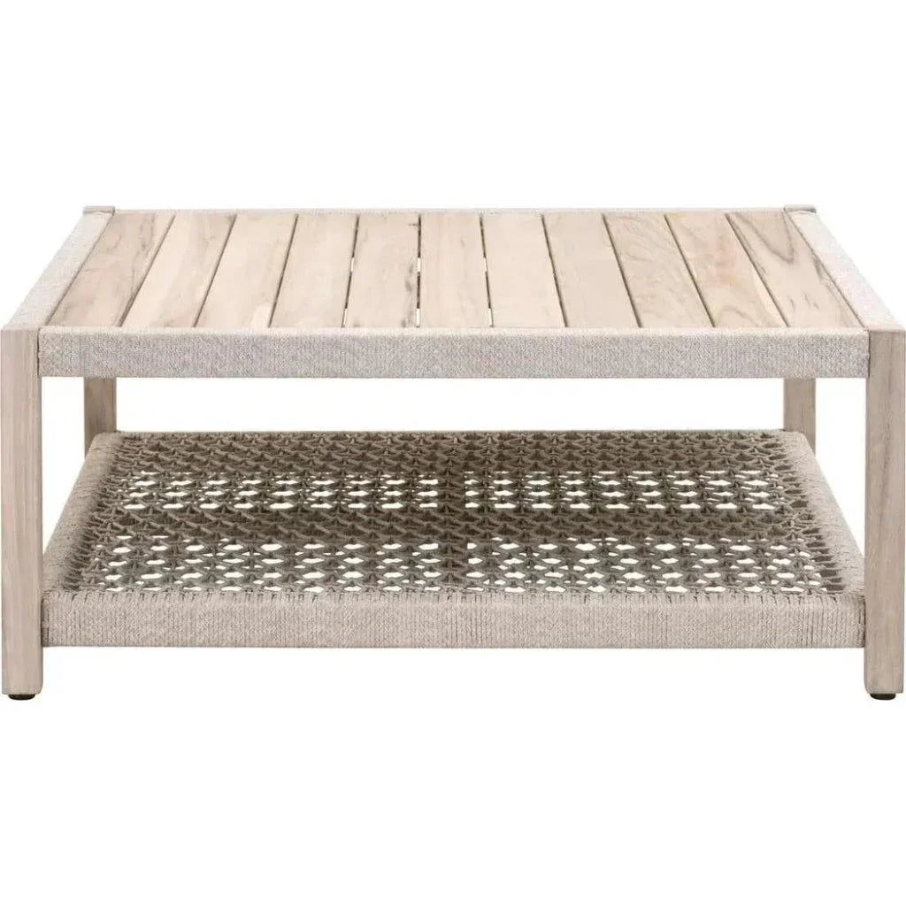 Wrap Outdoor Teak Square Coffee Table-Outdoor Coffee Tables-Essentials For Living-LOOMLAN