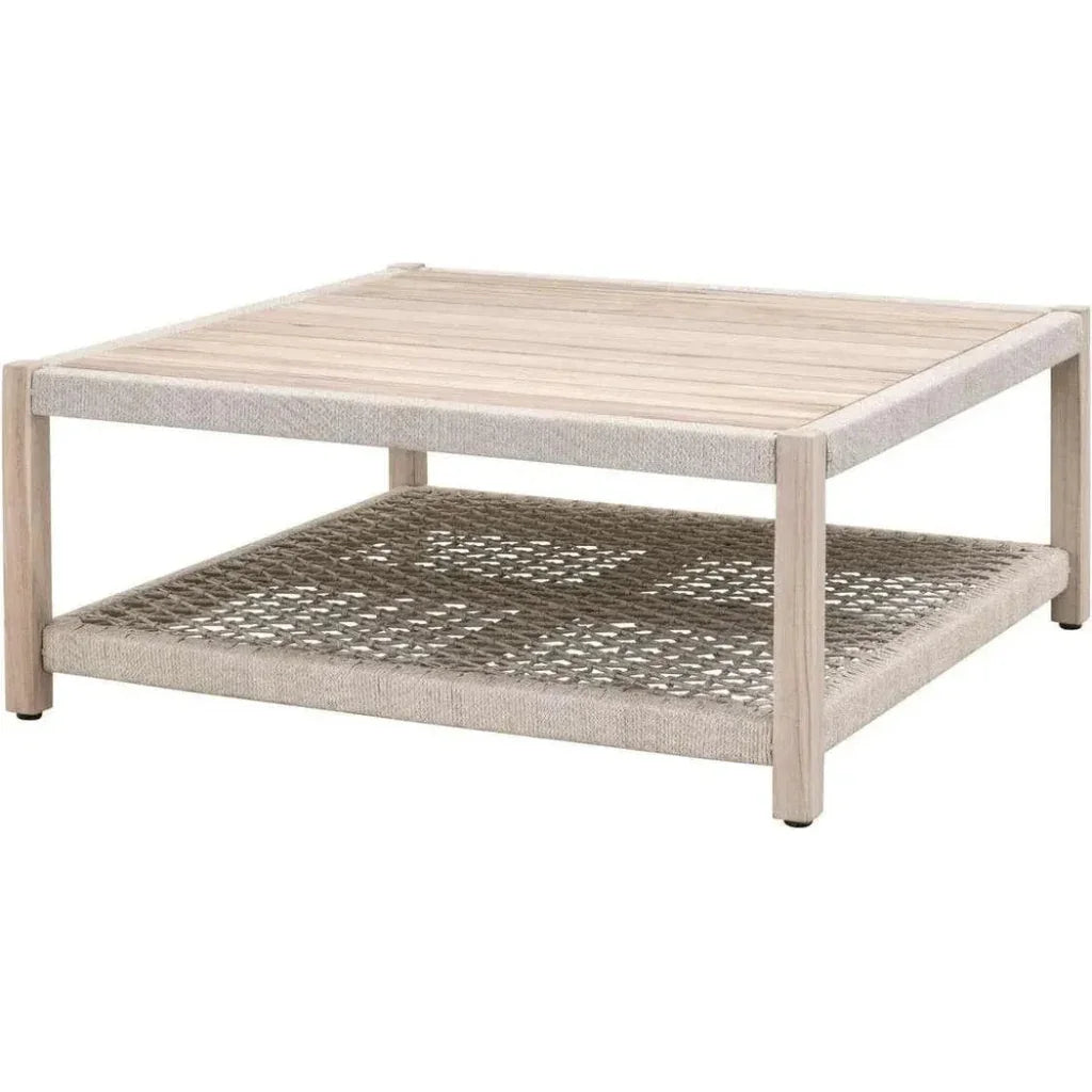 Wrap Outdoor Teak Square Coffee Table-Outdoor Coffee Tables-Essentials For Living-LOOMLAN