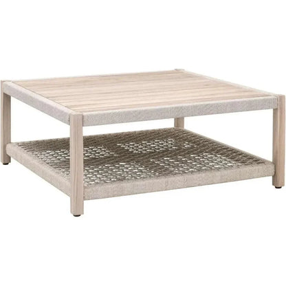 Wrap Outdoor Teak Square Coffee Table-Outdoor Coffee Tables-Essentials For Living-LOOMLAN