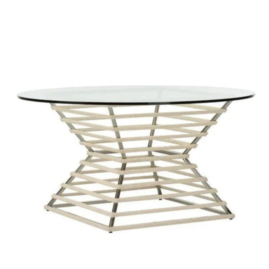 Wrapped Glass Top Round Cocktail Table - LOOMLAN - Chelsea House - Coffee Tables