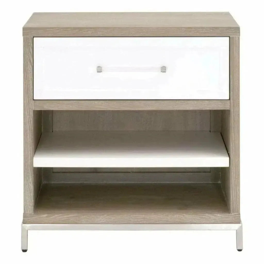 Wrenn 1 Drawer Two Tone White Nightstand - LOOMLAN - Essentials For Living - Nightstands